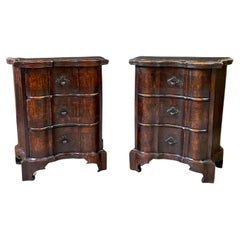 Pair of Italian Baroque Burled Walnut Chests