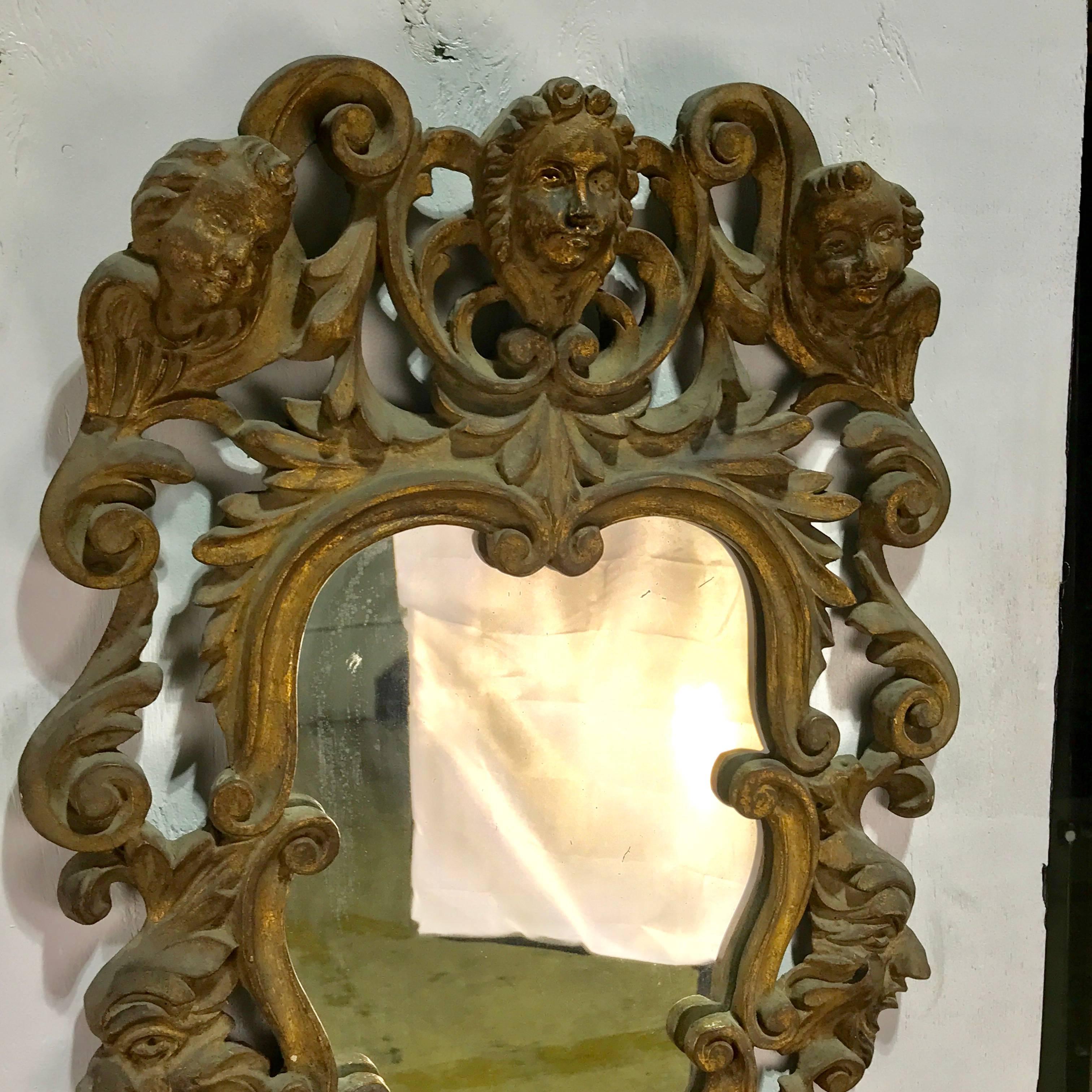 Baroque Revival Pair of Italian Baroque Carved Wood Mirrors
