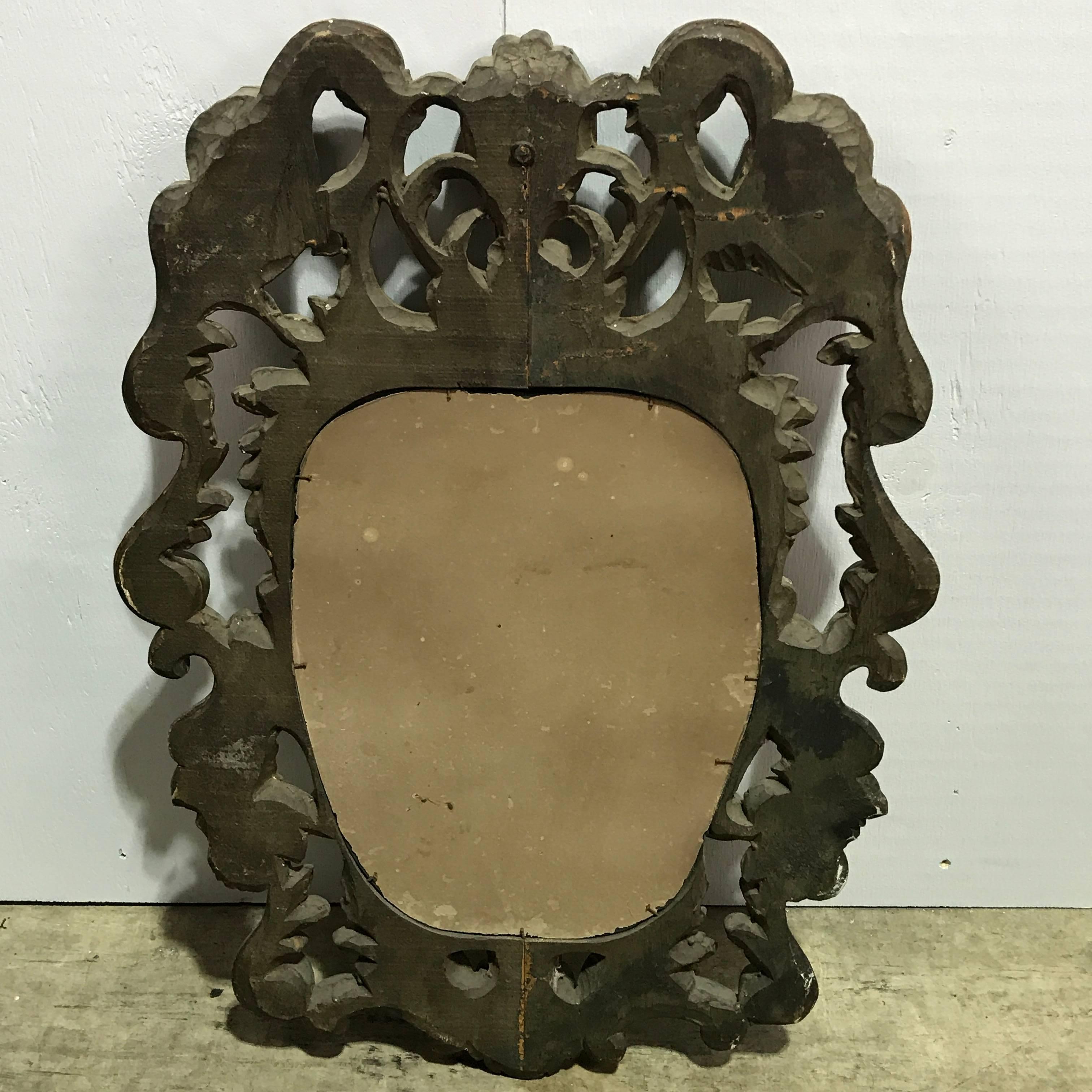 Pair of Italian Baroque Carved Wood Mirrors 1