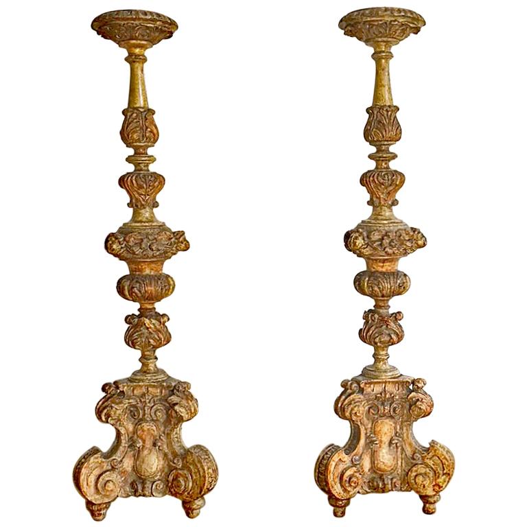 Pair of Italian Baroque Floor Torcheres