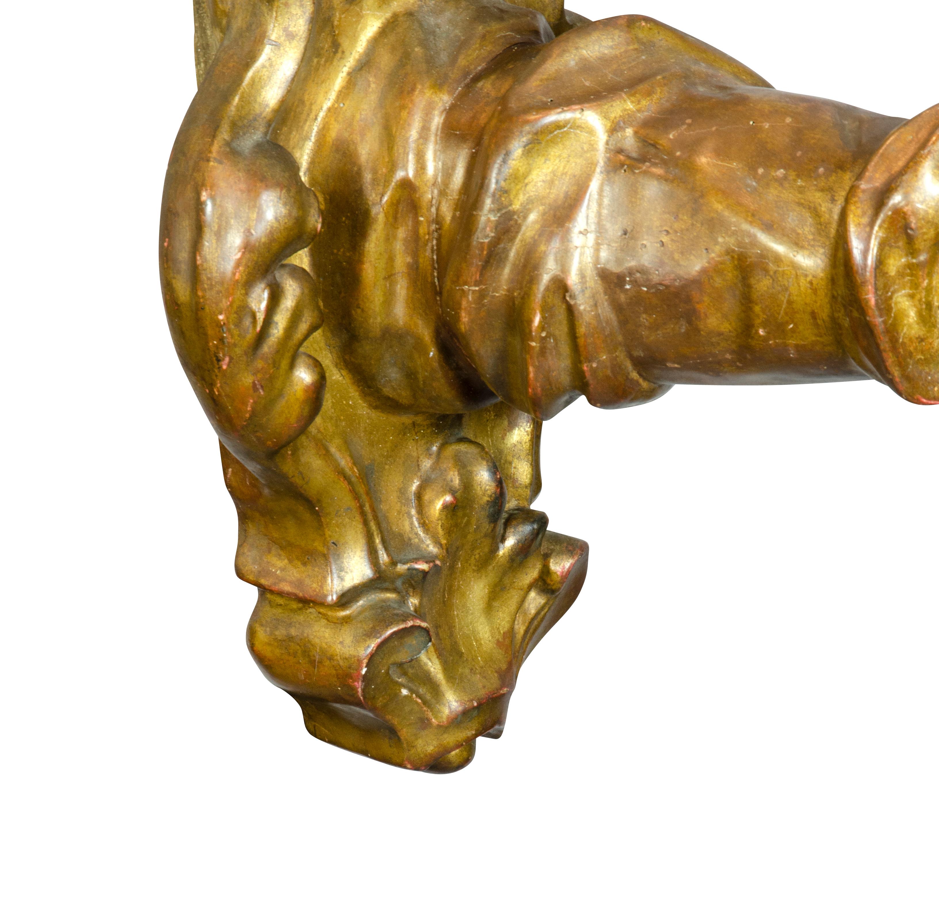 Zwei italienische Barock-Wandleuchten in Armform aus Giltwood im Angebot 6