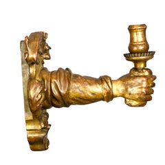 Pair of Italian Baroque Giltwood Arm-Form Wall Lights