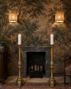 Pair of Italian Baroque Grand Tour Giltwood Pricket Torchères, Circa 1870