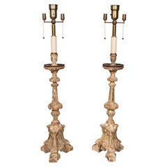 Pair Of Italian Baroque Pricket Stick Table Lamps.