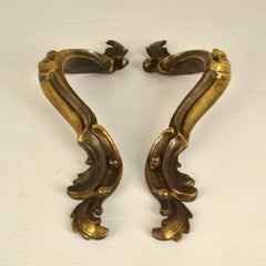 Double Pair of Italian Baroque Push Pull Bronze Door Handles