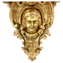 Pair Of Italian Baroque Revival Gilt Wood Wall Brackets