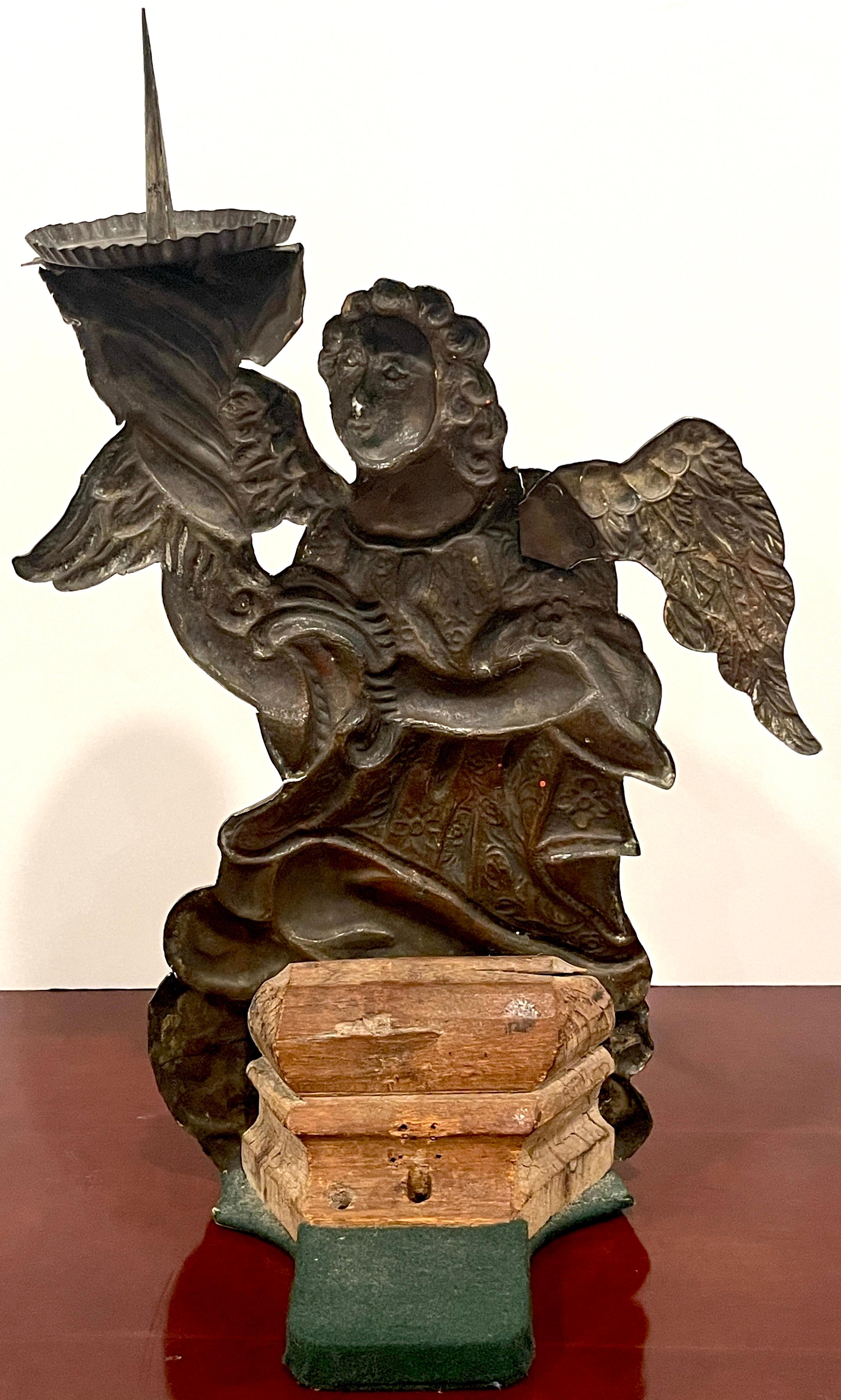 Pair of Italian Baroque Silverplated Angel Candlesticks /Prickets For Sale 10