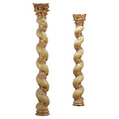 Pareja de Columnas Salomónicas Barrocas Italianas - Circa 1700