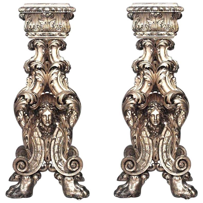 Pair of Italian Baroque Style ' 19th Century' Gilt-wood Pedestals For Sale