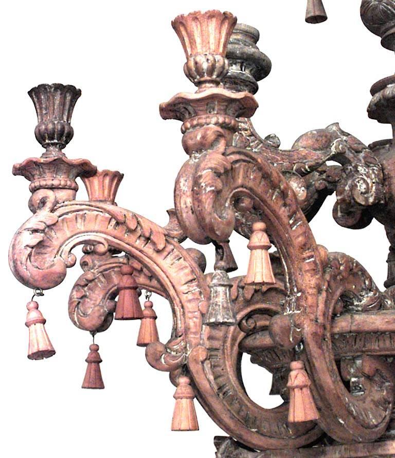 XIXe siècle Paire de torchères de sol baroques italiennes en bois sculpté en vente