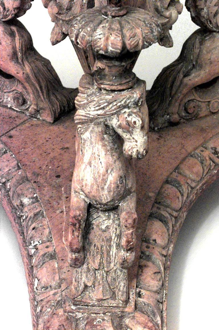 Hêtre Paire de torchères de sol baroques italiennes en bois sculpté en vente