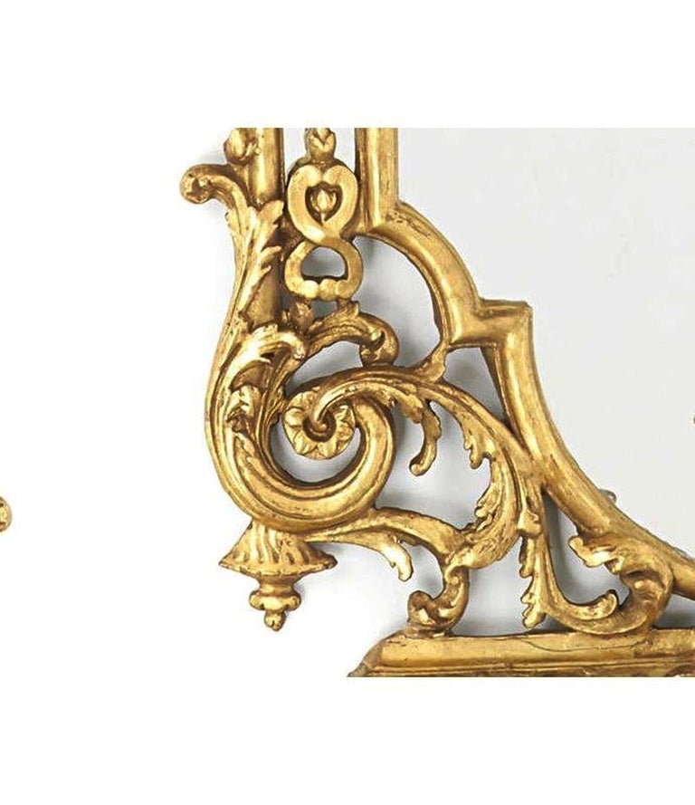 Pair of Italian Baroque Style Carved Giltwood Mirrors For Sale 5