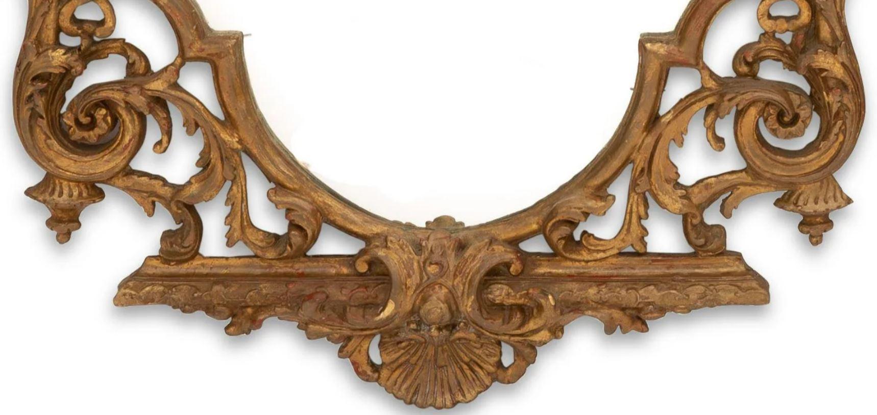 Composition Pair of Italian Baroque Style Carved Giltwood Mirrors For Sale