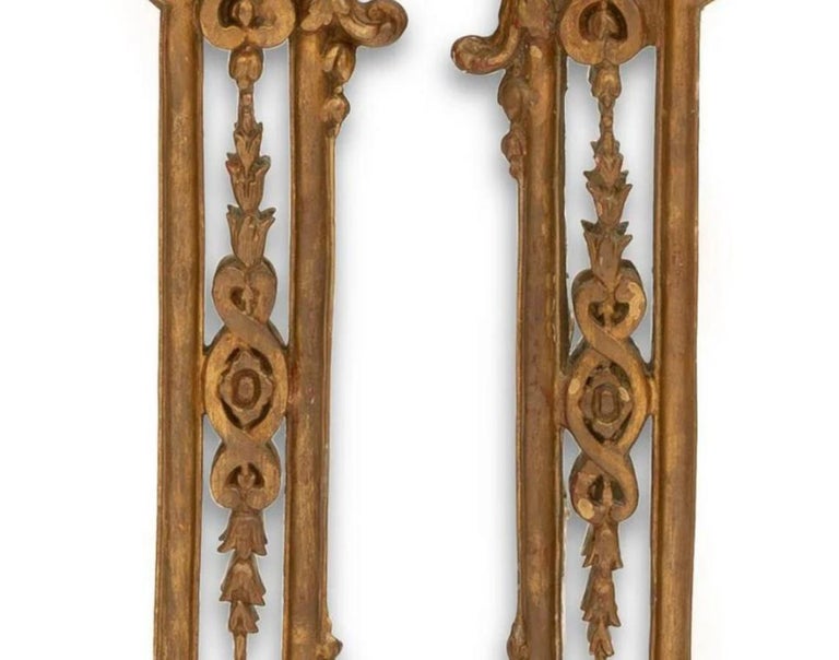 Pair of Italian Baroque Style Carved Giltwood Mirrors For Sale 3