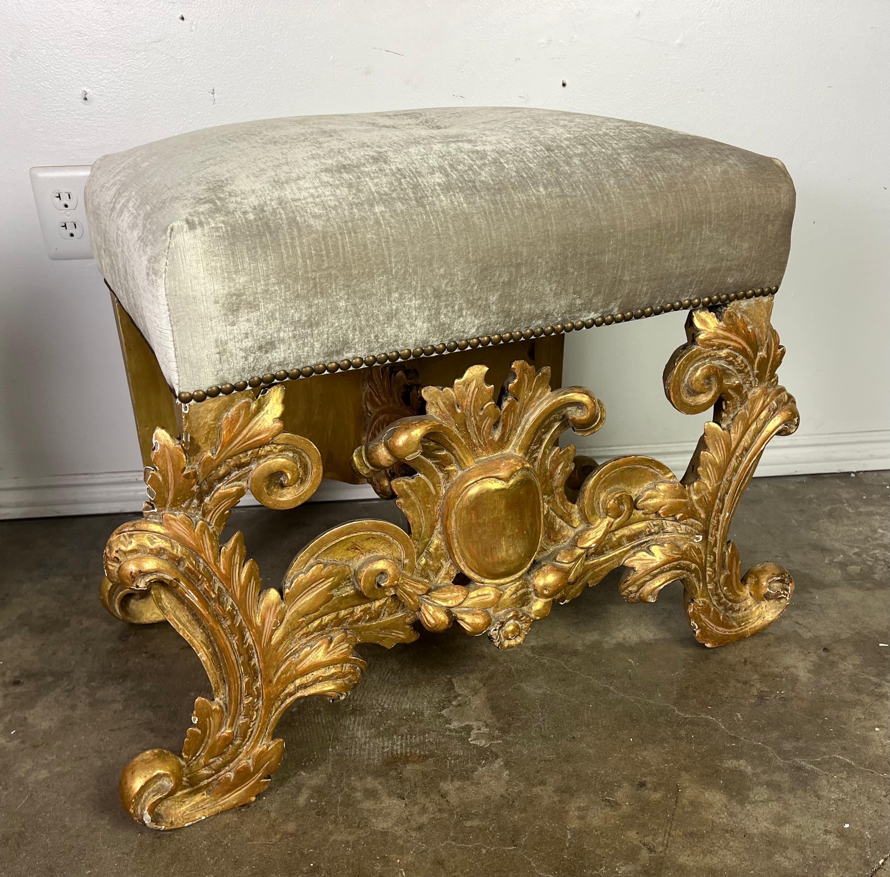 Pair of Italian Baroque Style Gilt Wood Benches C. 1920 For Sale 7