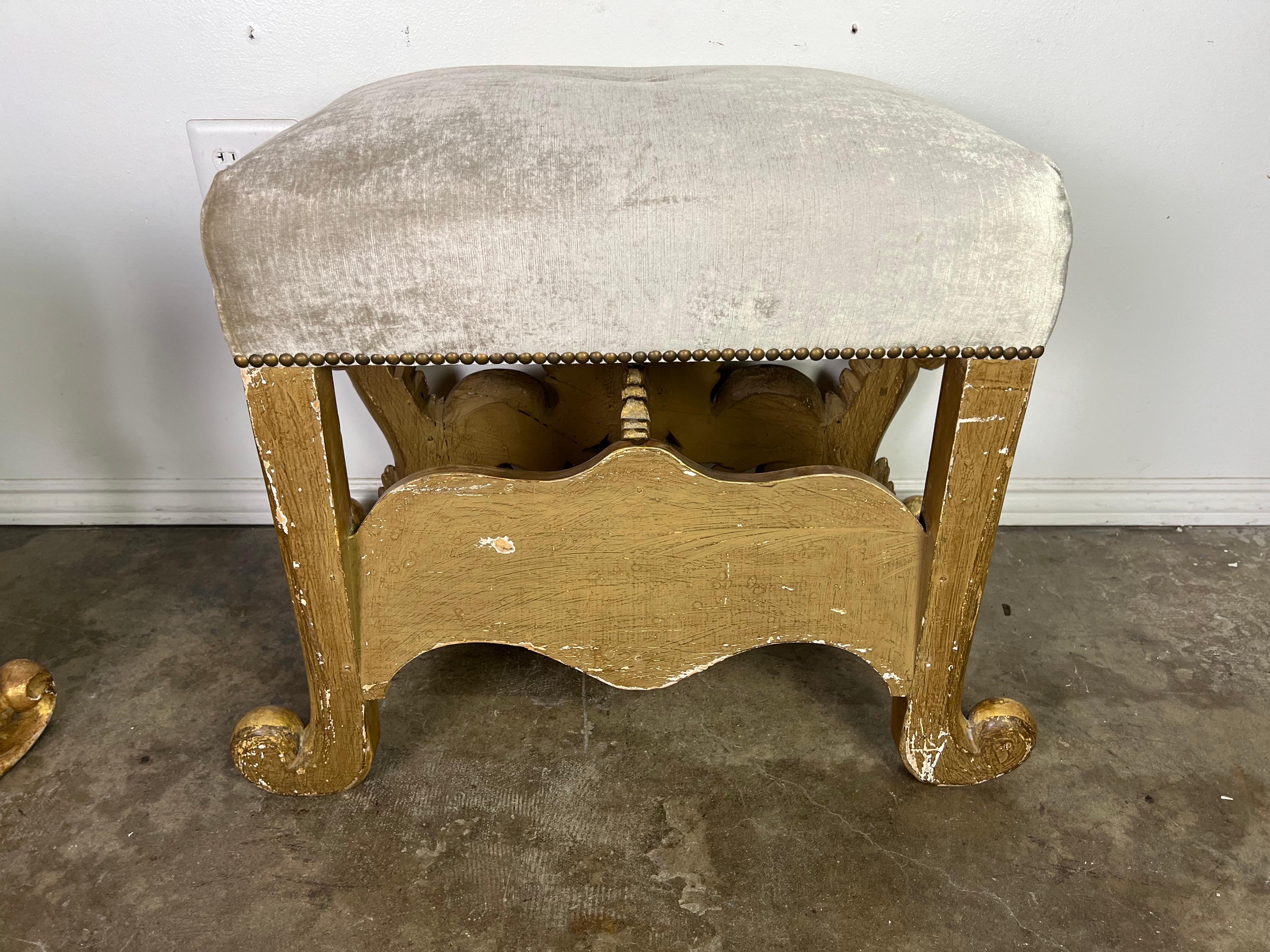 Pair of Italian Baroque Style Gilt Wood Benches C. 1920 For Sale 8