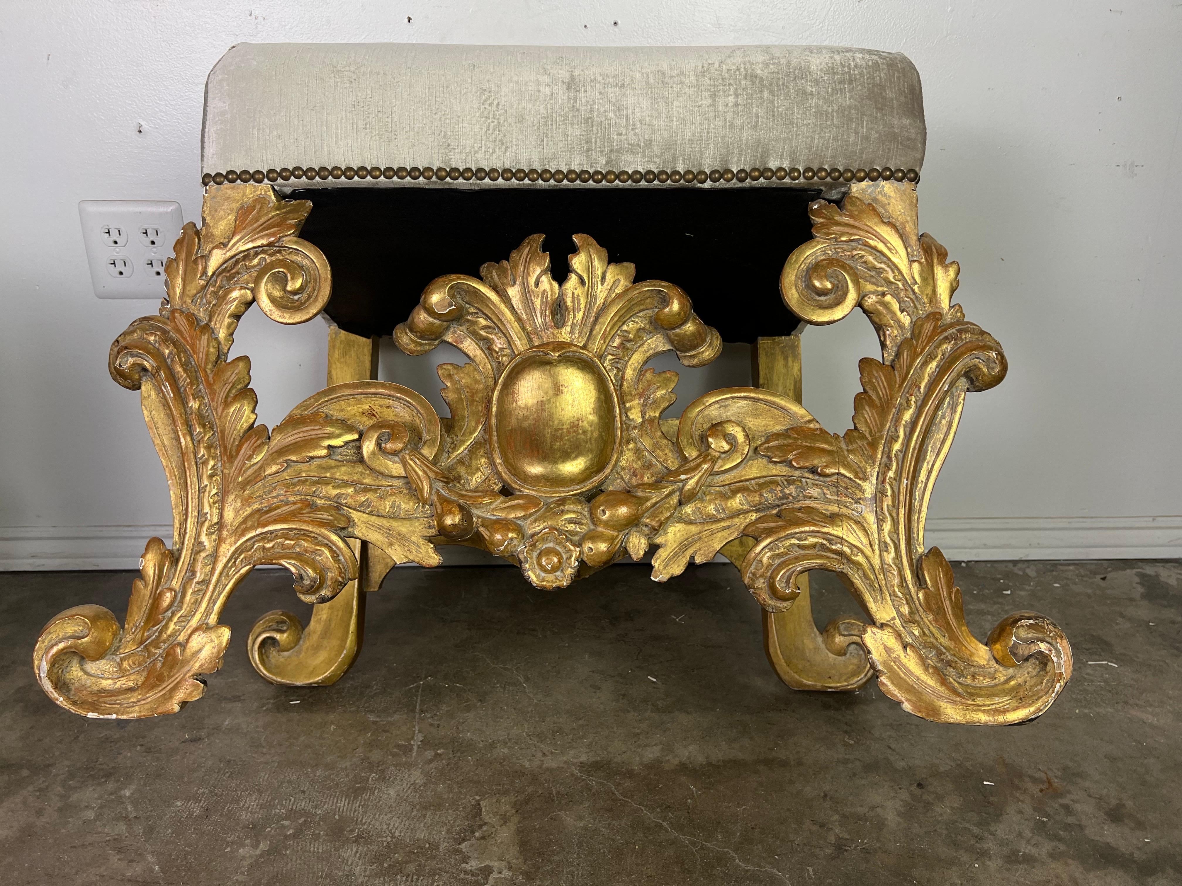 Pair of Italian Baroque Style Gilt Wood Benches C. 1920 For Sale 11