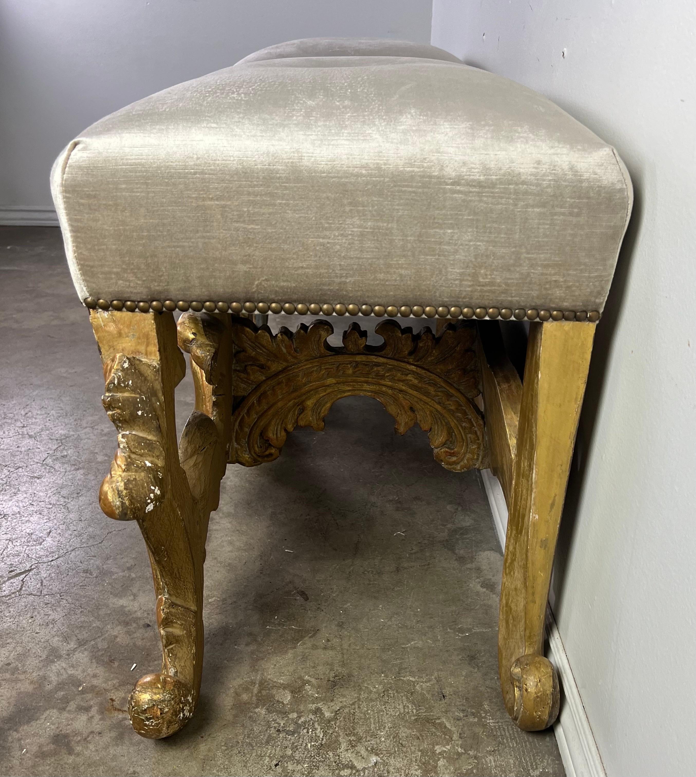 Early 20th Century Pair of Italian Baroque Style Gilt Wood Benches C. 1920 For Sale