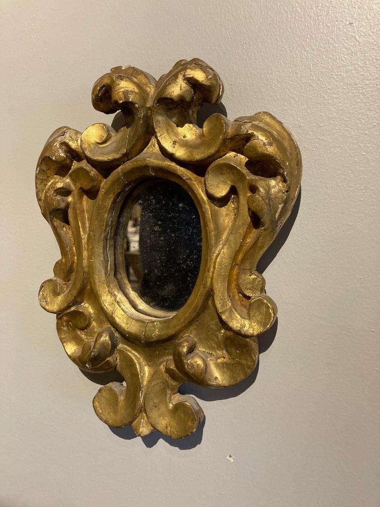 Pair of Italian Baroque Style Gilt Wood Small Scale Mirrors 5