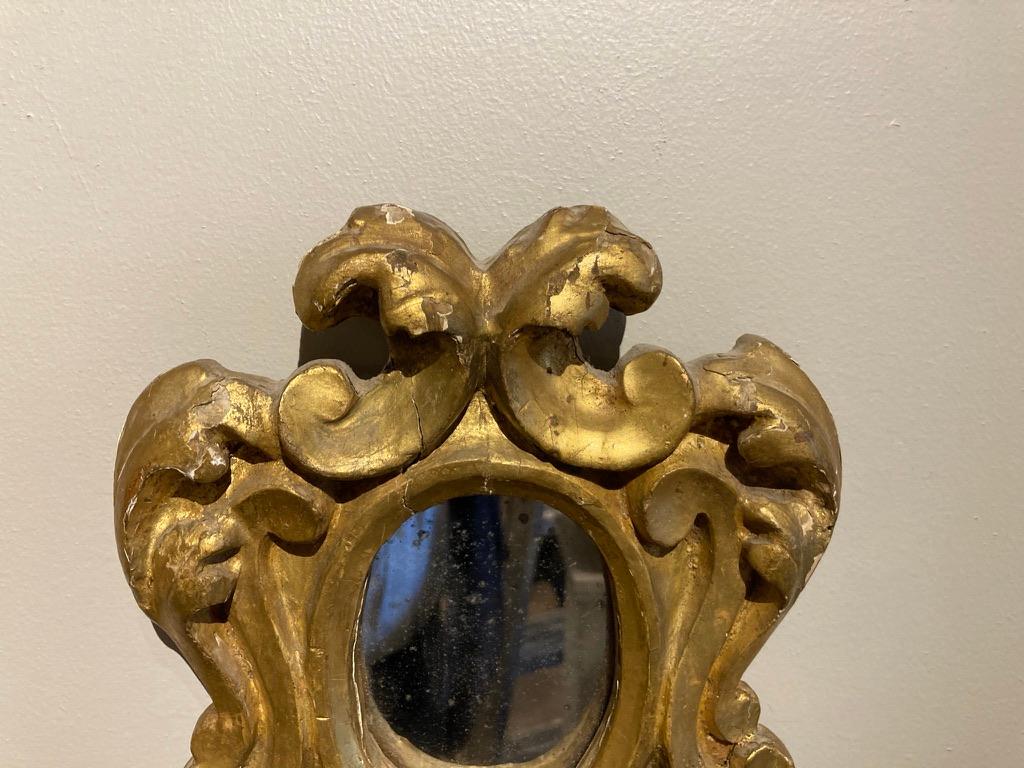 Pair of Italian Baroque Style Gilt Wood Small Scale Mirrors 6