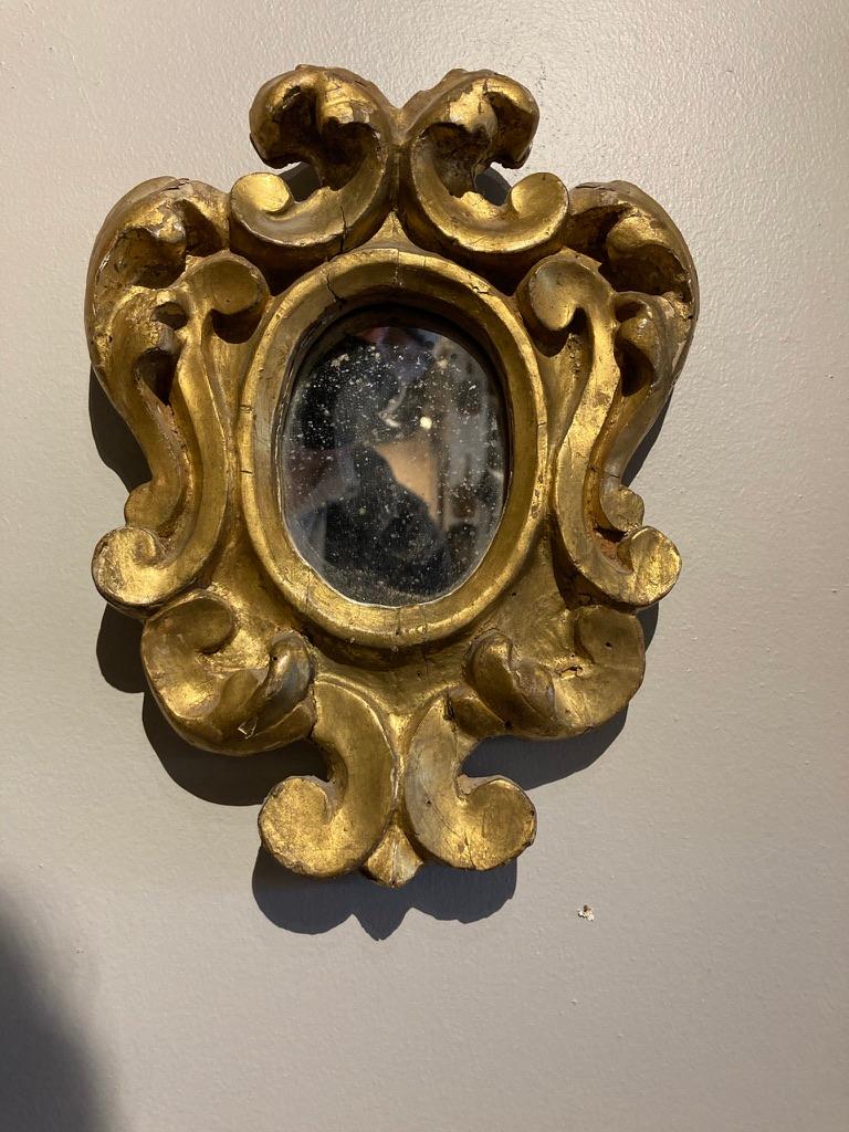 Pair of Italian Baroque Style Gilt Wood Small Scale Mirrors 8