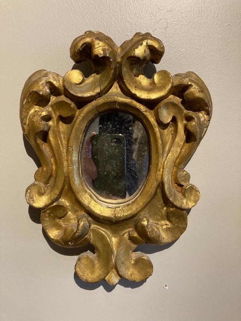 Pair of Italian Baroque Style Gilt Wood Small Scale Mirrors 2