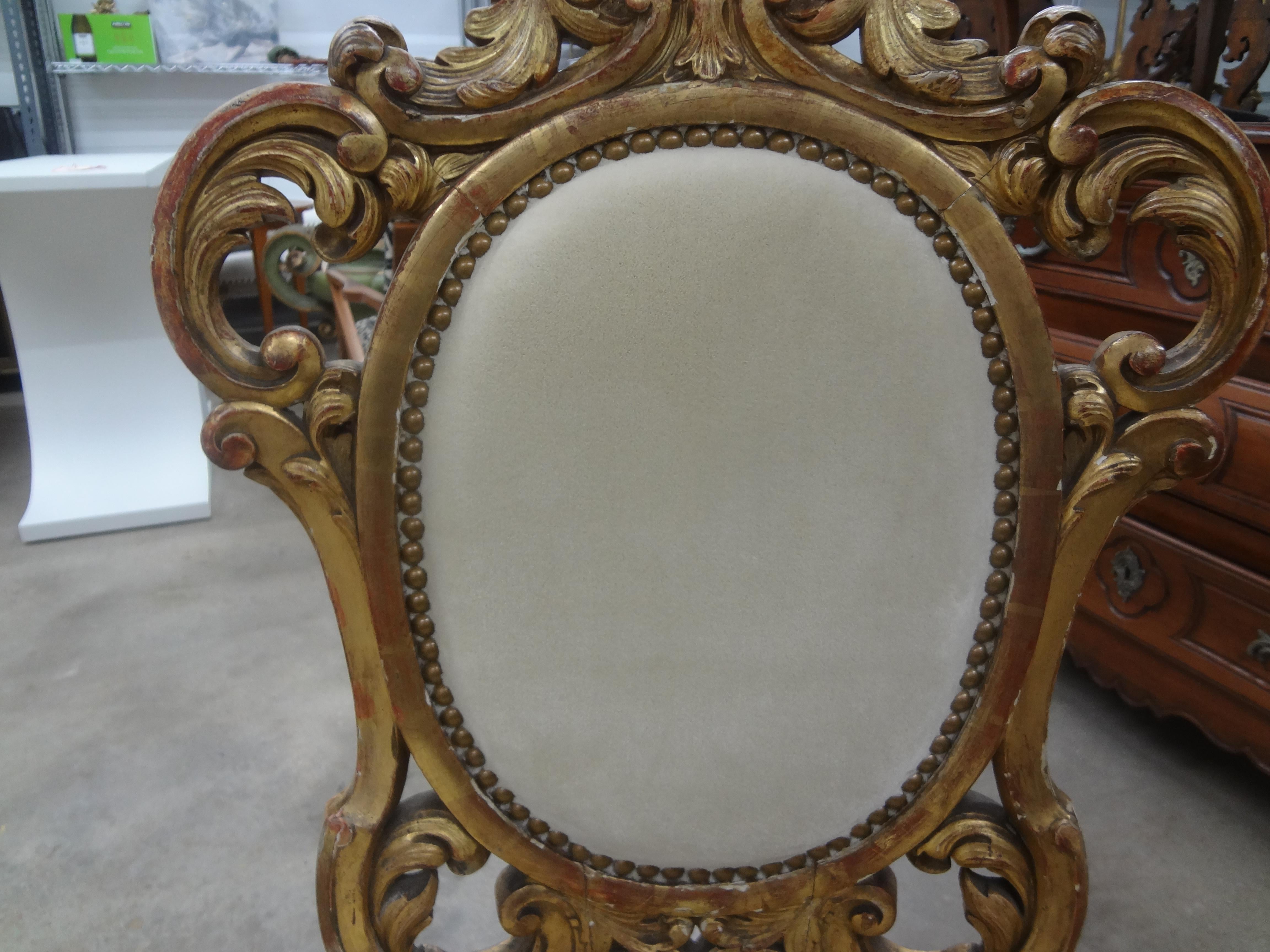Early 20th Century Pair of Italian Baroque Style Giltwood Chairs For Sale