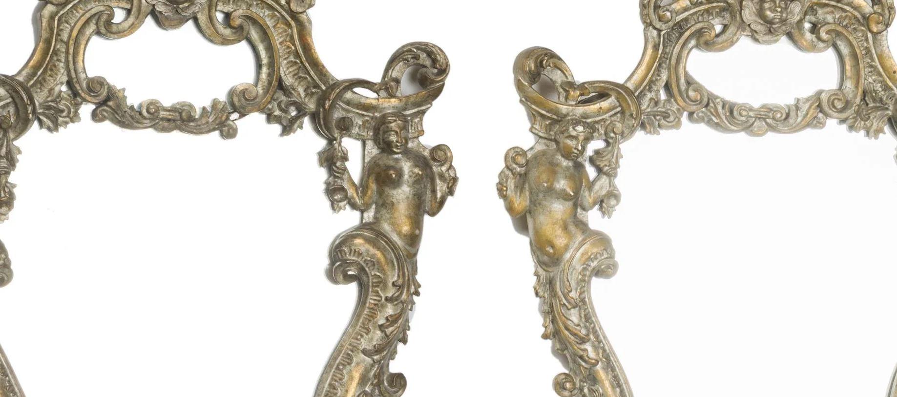 Pair of Italian Baroque Style Silver Mirrors, 19th Century In Good Condition In Cypress, CA