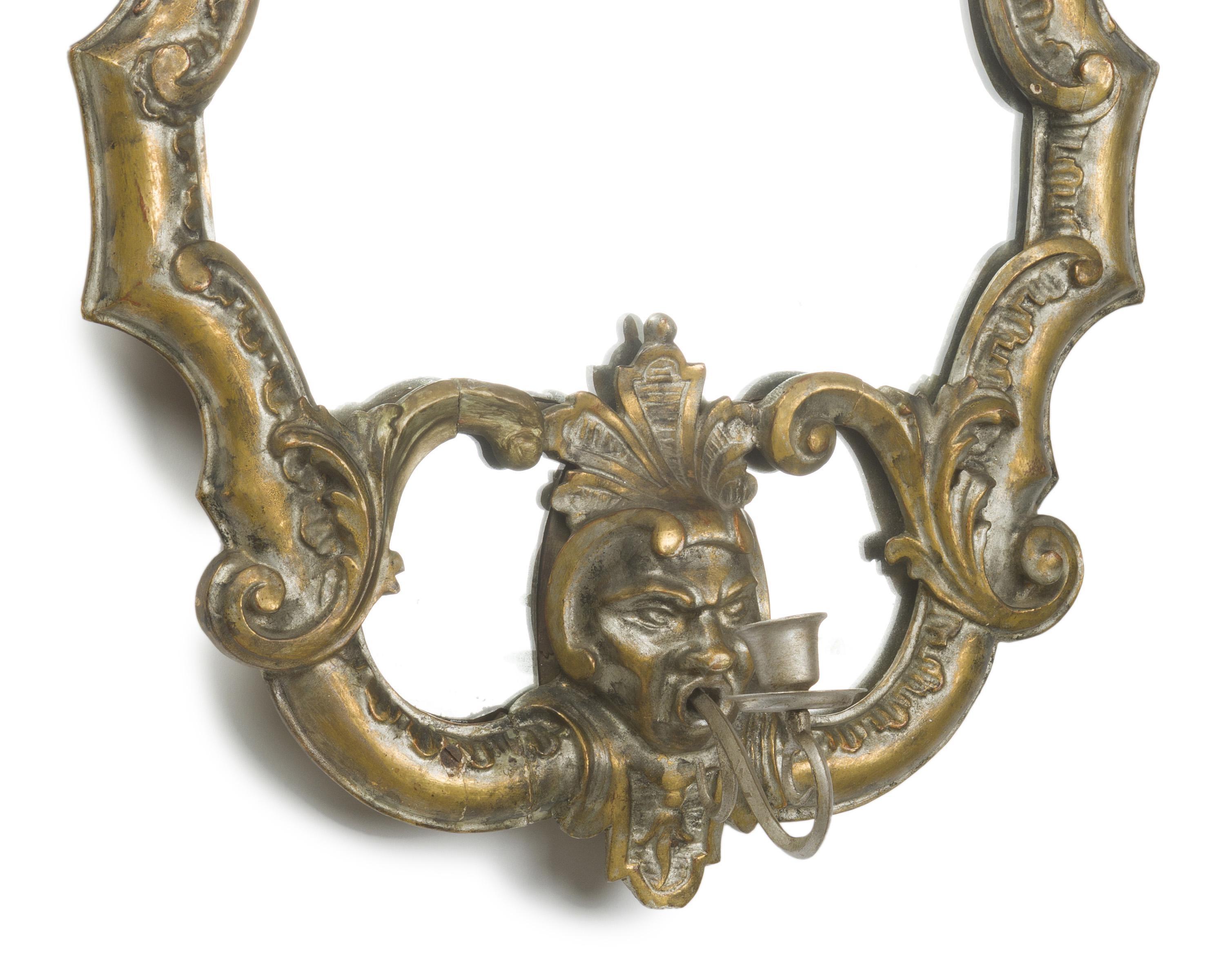Pair of Italian Baroque Style Silver Mirrors, 19th Century 2