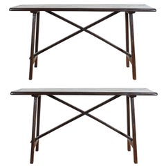 Pair of Italian Baroque Style Trestle Console Tables