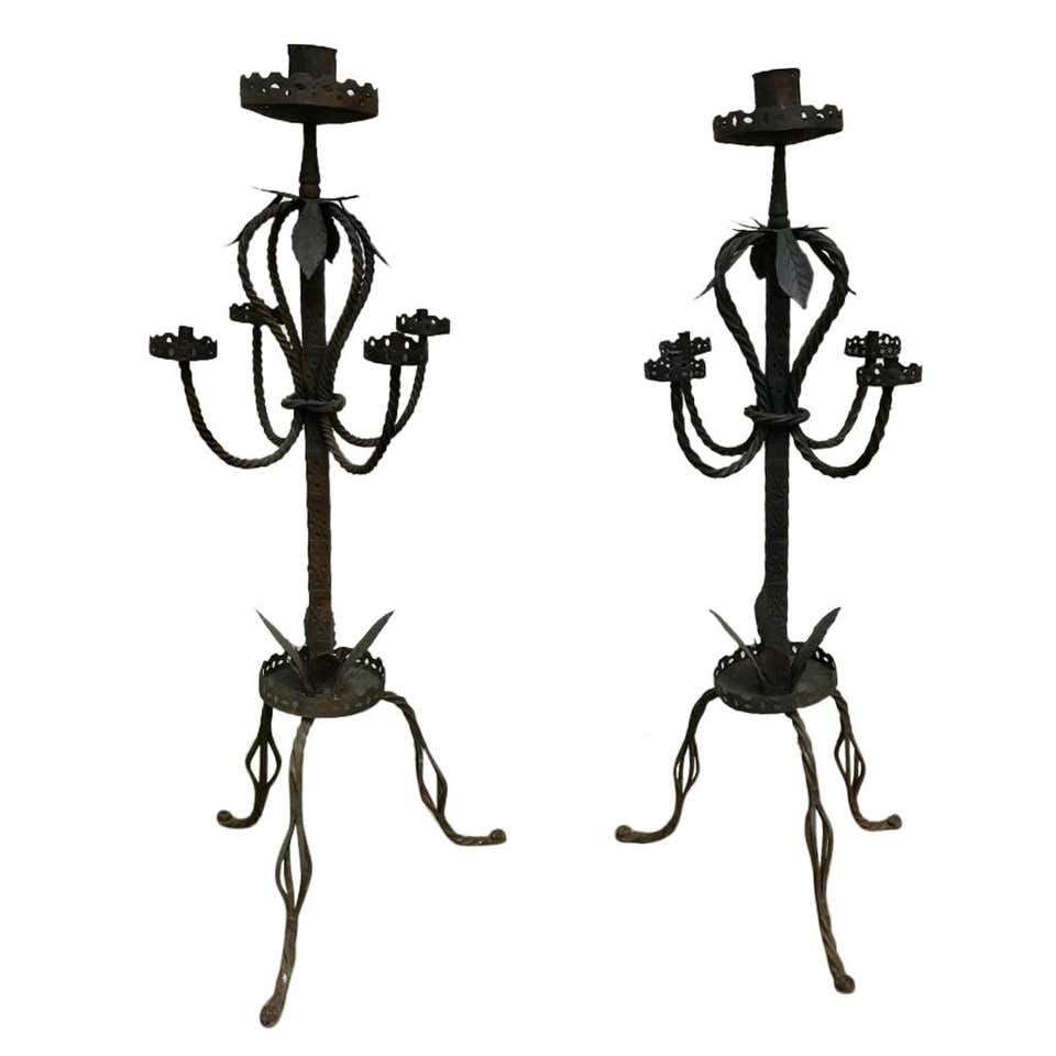 Pair of Korean Choson Etched Brass Butterfly Candle Stands at 1stDibs ...