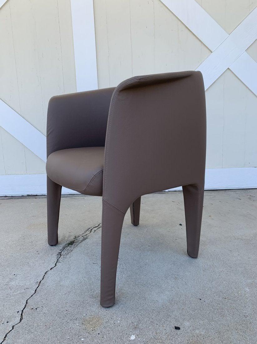 Contemporary Pair of Italian Barrel Chairs in Faux Leather