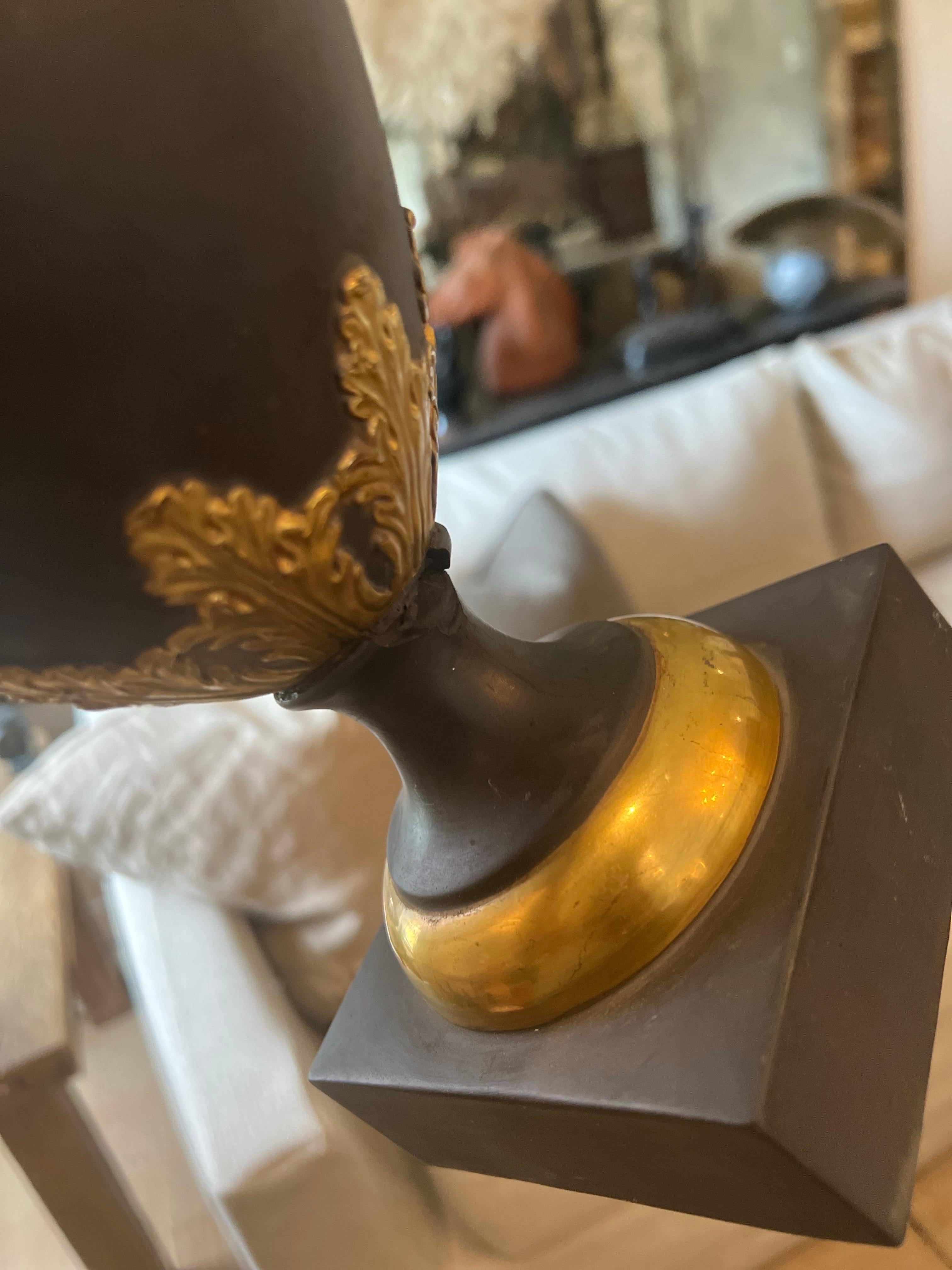 Pair of Italian Basalt with Gold Gilt Ormolu Urn/Vases - Wedgewood Style For Sale 7