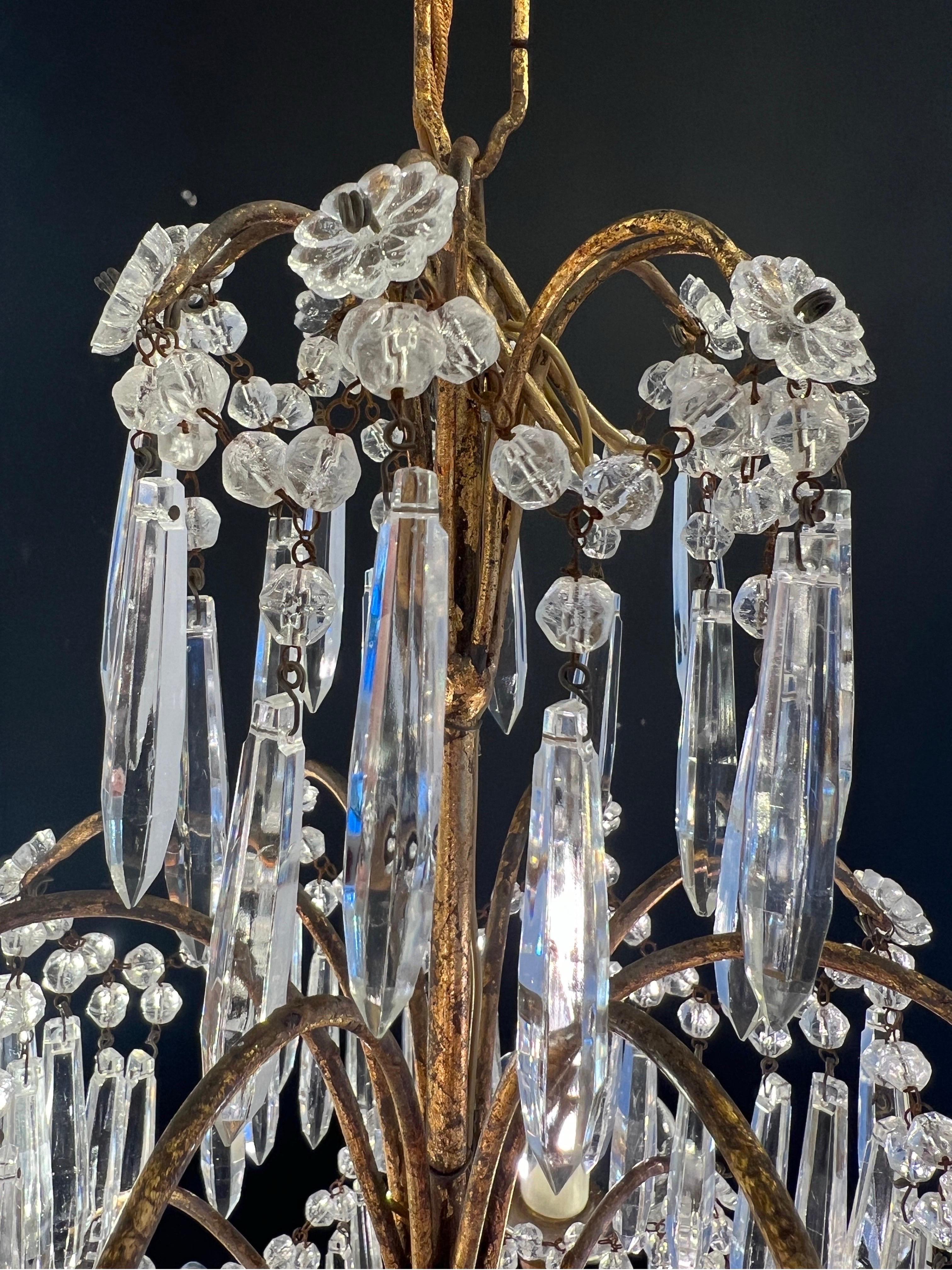 Pair of Italian beaded & crystal 10 light chandeliers  For Sale 2