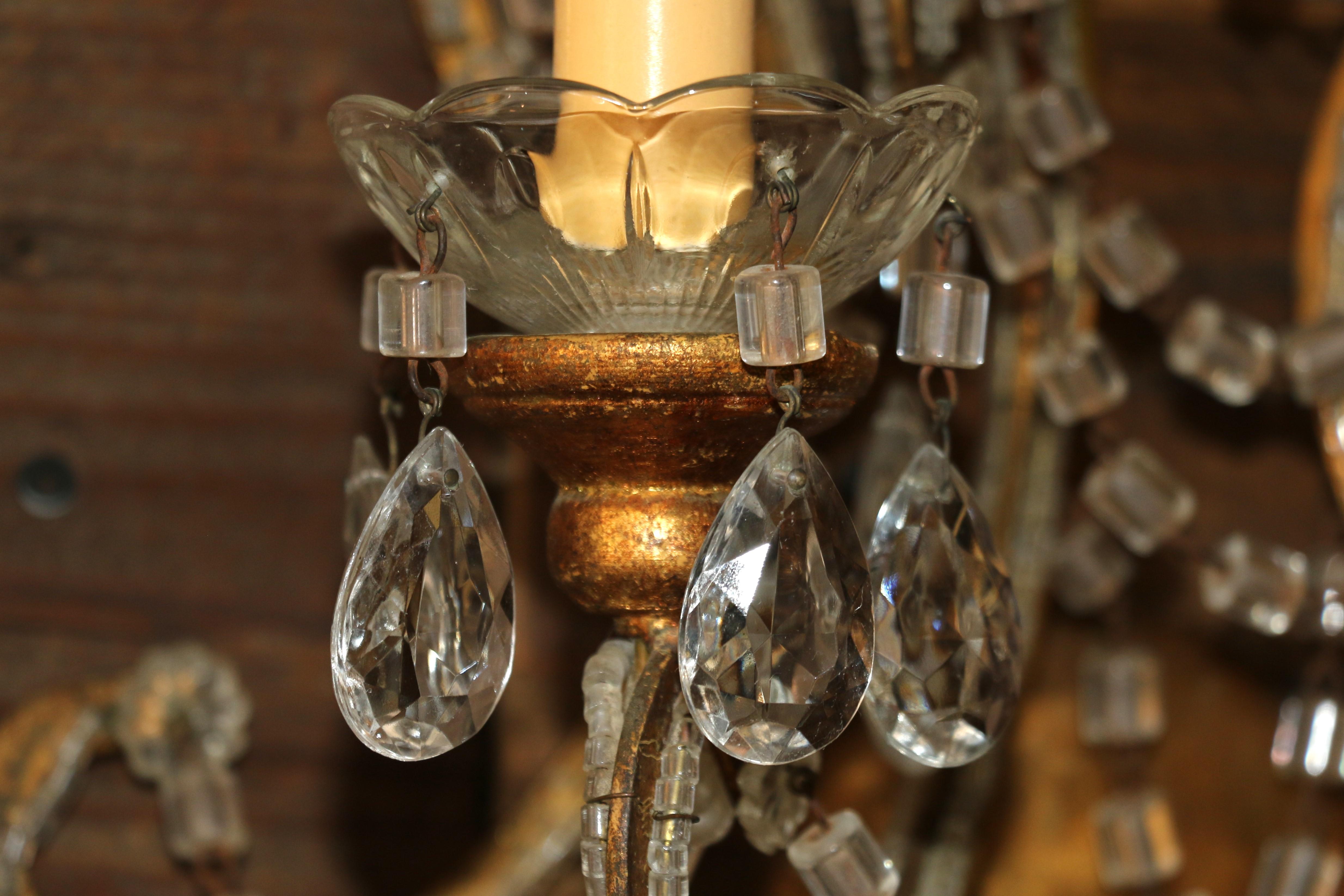 Paire d'appliques italiennes à trois lumières perlées, vers 1940 en vente 8