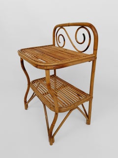 Pair of Italian Bedside Table Nightstands in Bamboo, Rattan and Cane, 1960s