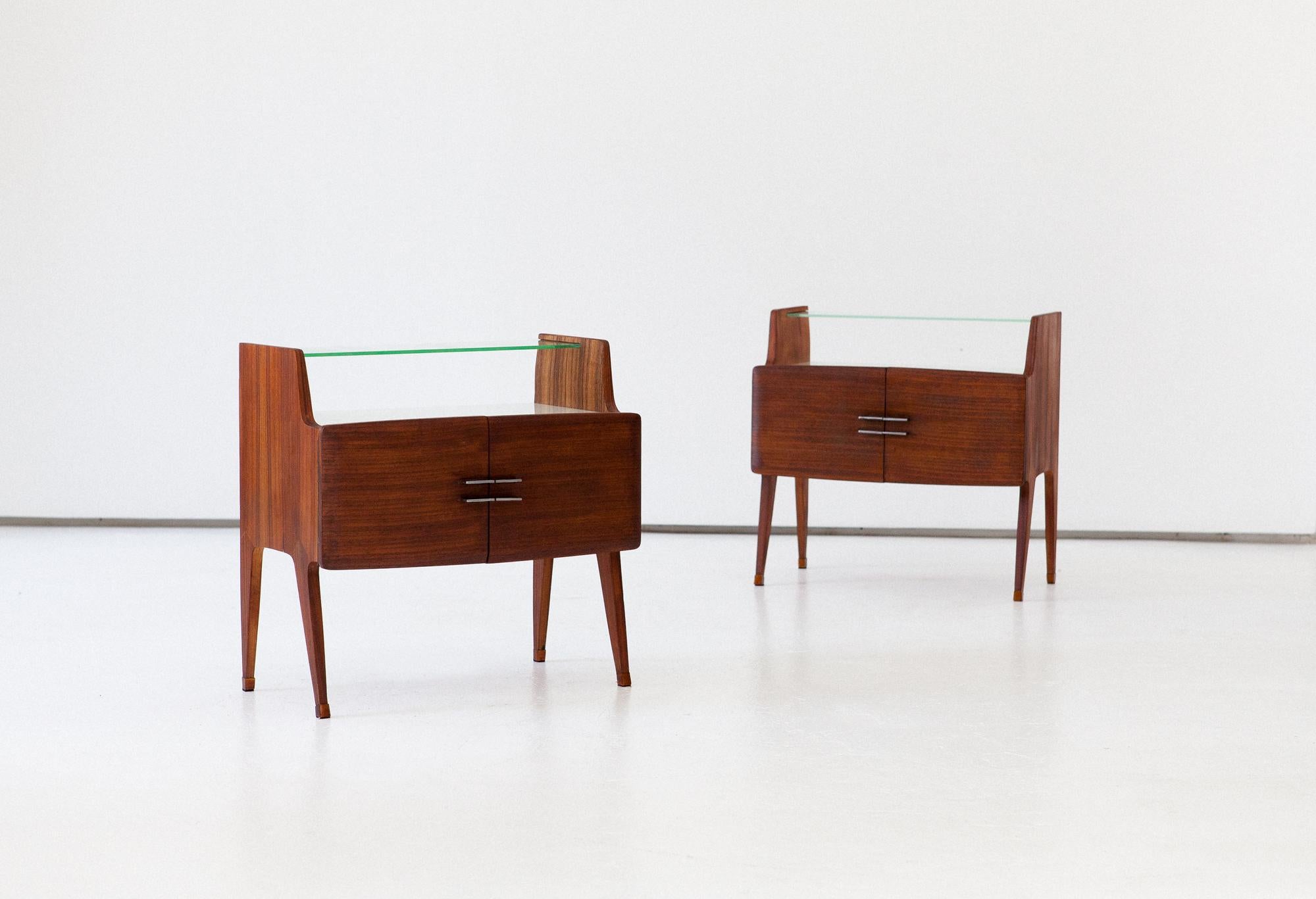 Brass Pair of Italian Bedside Tables, 1950s