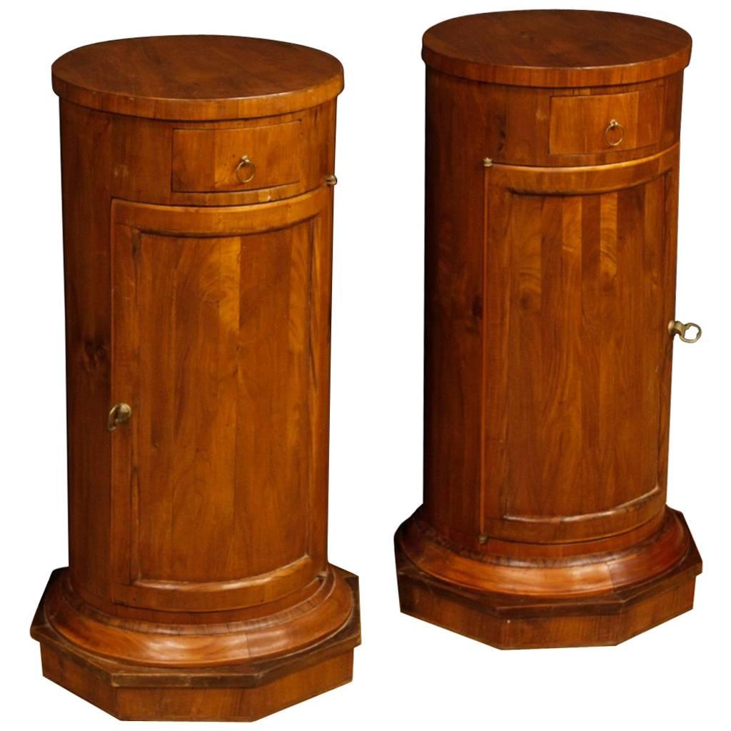 Pair of Italian Bedside Tables in Cherry and Fruit Wood from 20th Century