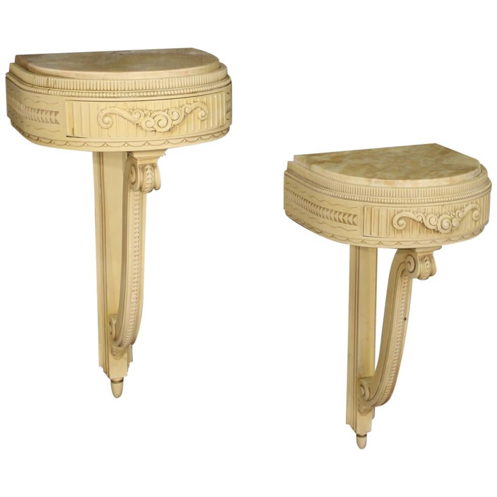 Pair of Italian Bedside Tables in Lacquered Wood, 20th Century For Sale