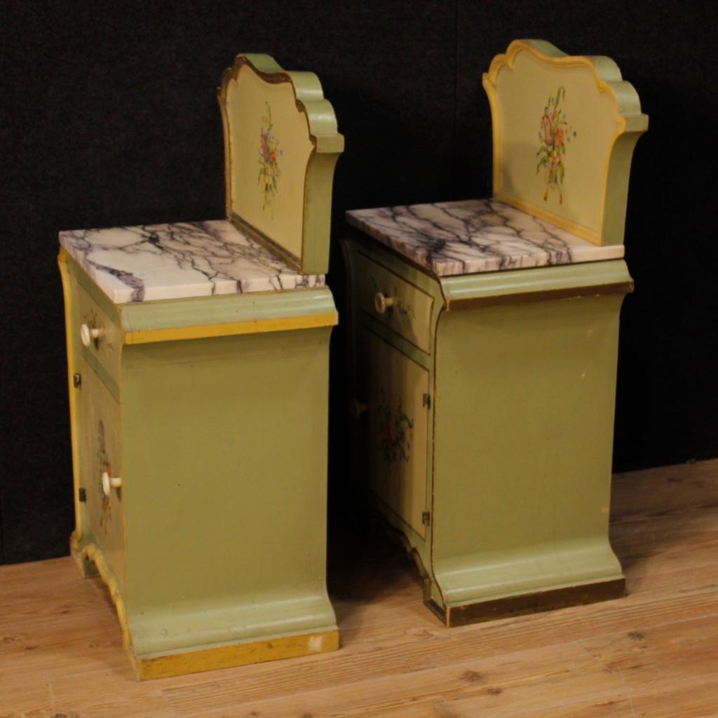 Pair of Italian Bedside Tables in Painted Wood in Art Nouveau Style 20th Century 6