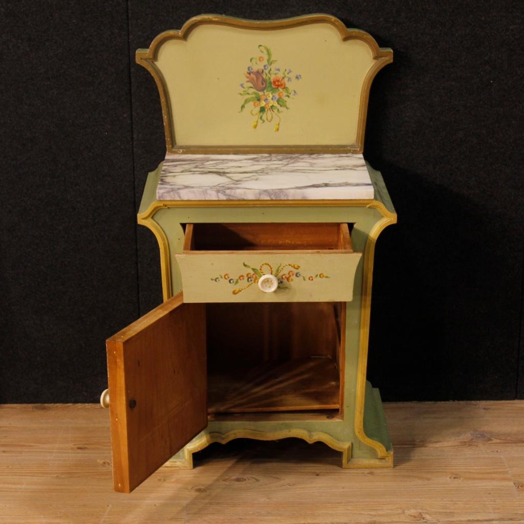 Pair of Italian Bedside Tables in Painted Wood in Art Nouveau Style 20th Century 7