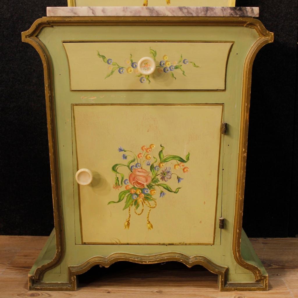 Pair of Italian Bedside Tables in Painted Wood in Art Nouveau Style 20th Century 2