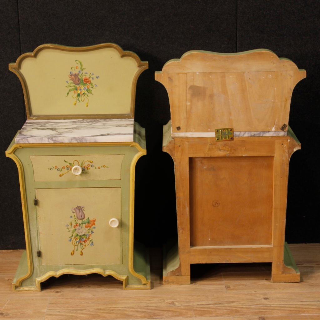 Pair of Italian Bedside Tables in Painted Wood in Art Nouveau Style 20th Century 5