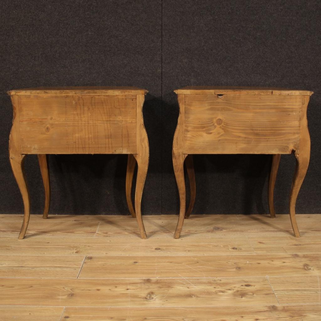 Pair of Italian Bedside Tables in Walnut, Burl, Rosewood & Beech, 20th Century For Sale 5