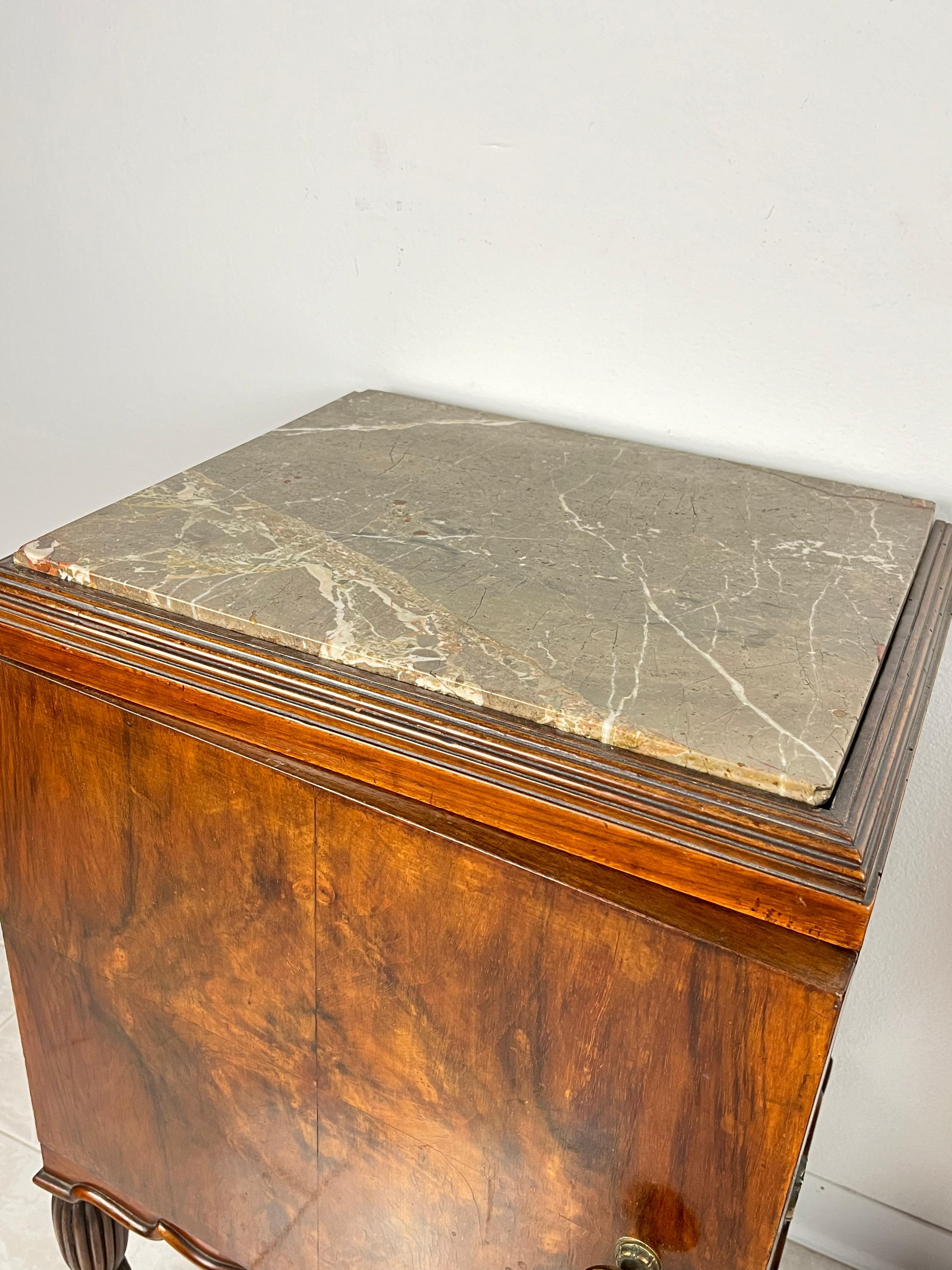 Other Pair of Italian Bedside Tables With Marble Top, Art Deco, 1930s