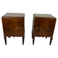 Pair of Italian Bedside Tables With Marble Top, Art Deco, 1930s