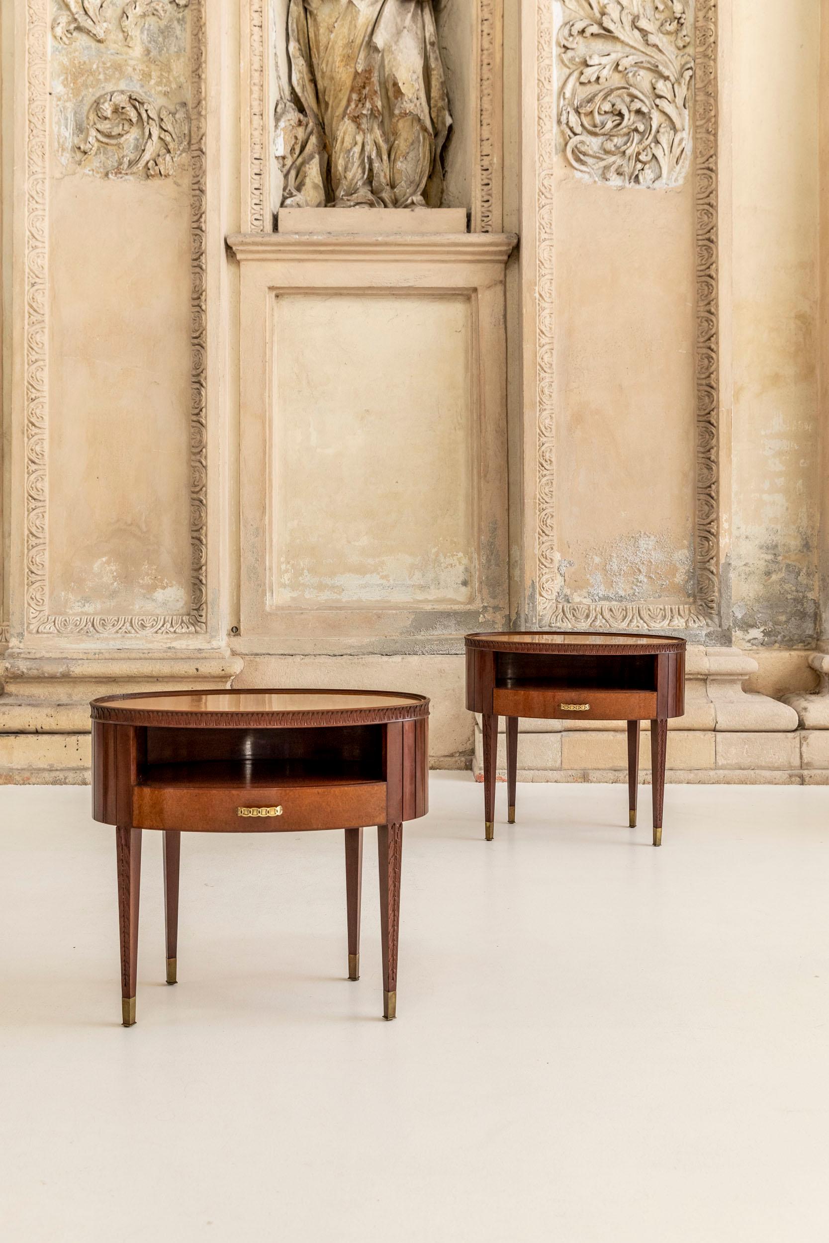 Wood Pair of Italian Bedsides Table Attributed to Paolo Buffa