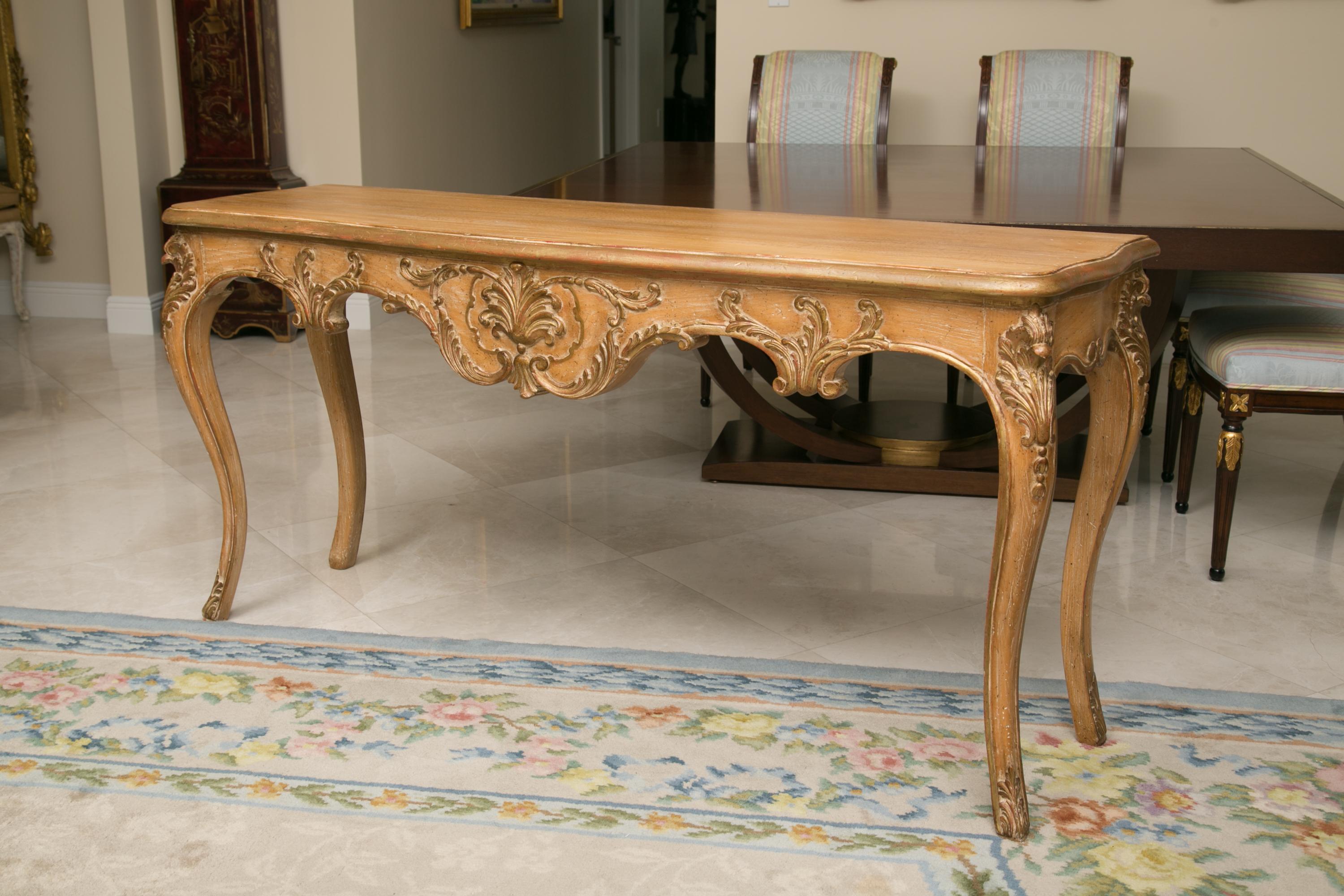 Rococo Italian Beechwood Console Table. 