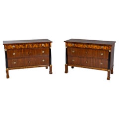 Paar italienische Biedermeier-Kommoden mit Schubladenschranken, frühes 19. Jahrhundert