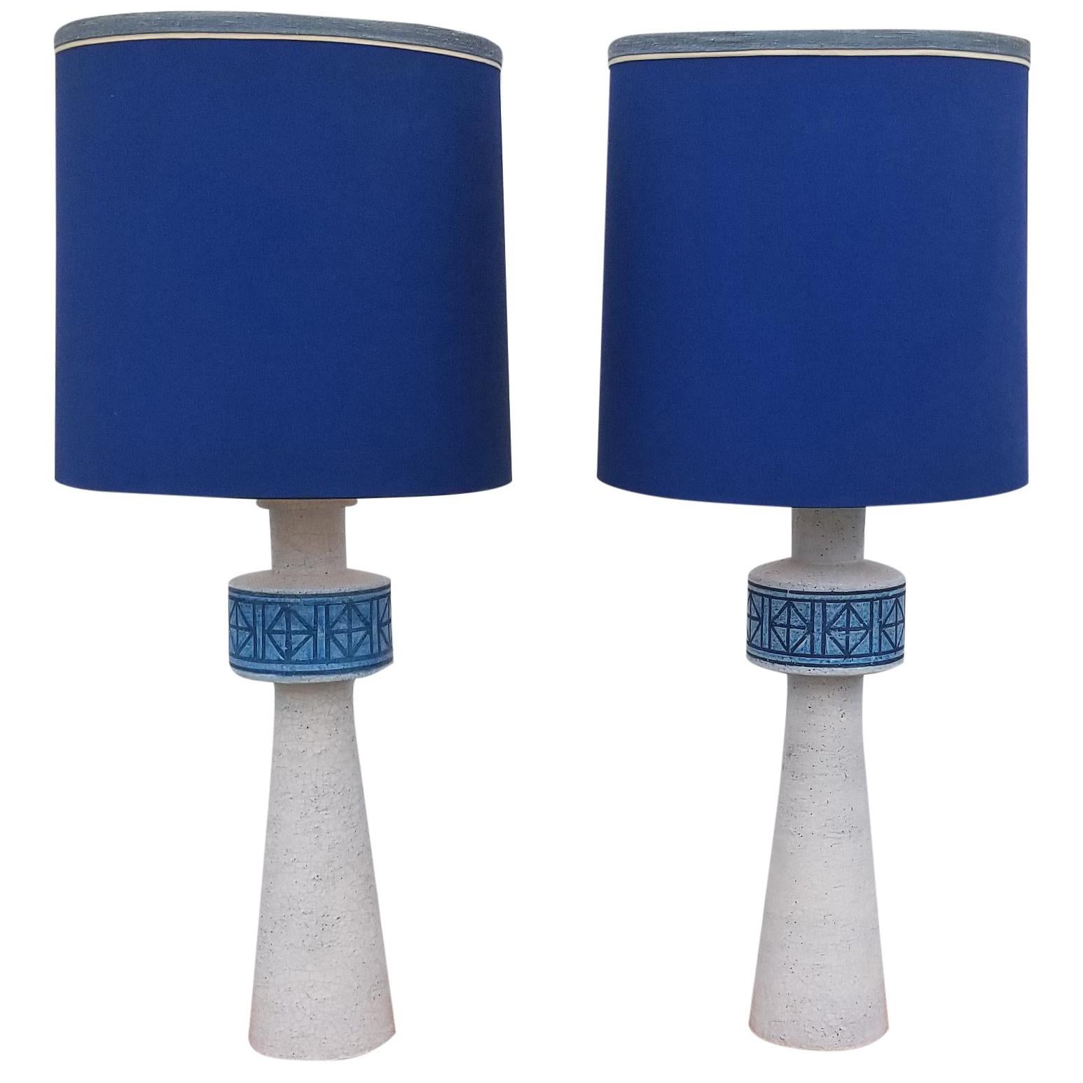 Pair of Italian Bitossi Style Large Table Lamps For Sale